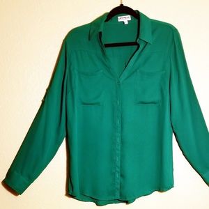 Express Sheer Emerald Green dress shirt